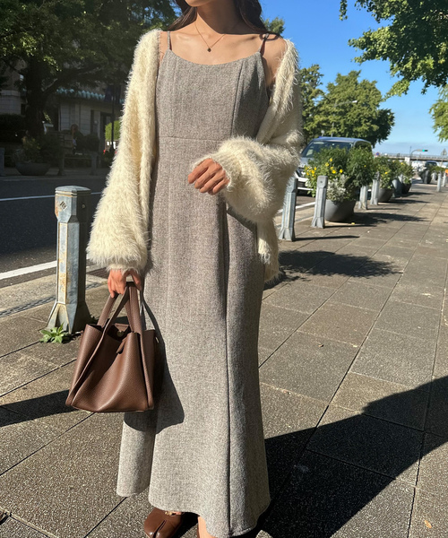 「LAUIR」 キャミソールワンピース MEDIUM ライトベージュ レディース_画像6