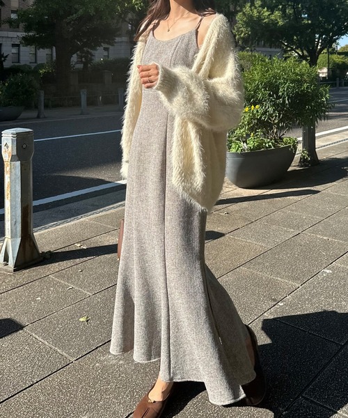 「LAUIR」 キャミソールワンピース MEDIUM ライトベージュ レディース_画像9