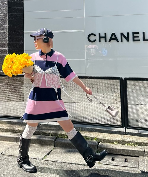 Alley Tokyo チュニック シャツちらりラガーチュニック : ZOZOTOWN