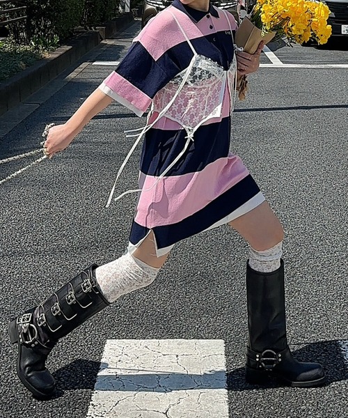Alley Tokyo チュニック シャツちらりラガーチュニック : ZOZOTOWN