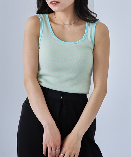 タンクトップ ノースリーブ 「WEB限定カラーあり・洗える」FINE SLEEVELESS ニット タンクトップ レディース STYLEMIXER タンクトップ ノースリーブ ウォッシャブルリネン