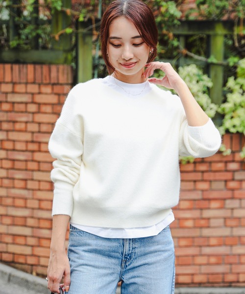 yori ビックプルオーバーニット ホワイト フレアカラーニットプルオーバー | Knit | HER. Online Store