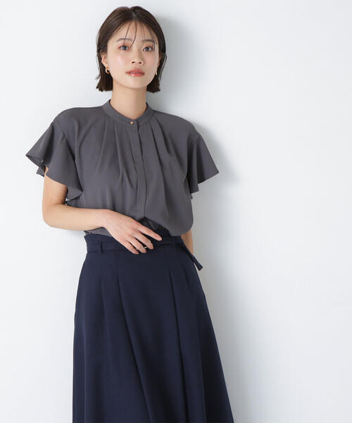 ブラウス シャツ フリルスリーブメタルポイントブラウス レディース NATURAL BEAUTY BASIC ブラウス シャツ フリルスリーブメタル