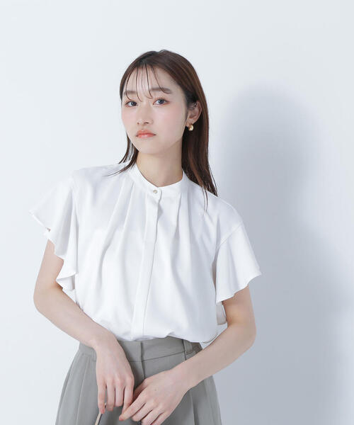 ブラウス シャツ メタルポイントフリルブラウス レディース NATURAL BEAUTY BASIC ブラウス シャツ フリルスリーブメタル