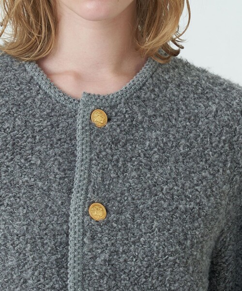 完売品⭐︎マカフィ⭐︎グレー タグ付き新品カーディガン MACPHEE（マカフィー） カーディガン ウールツイーディー クルーネック