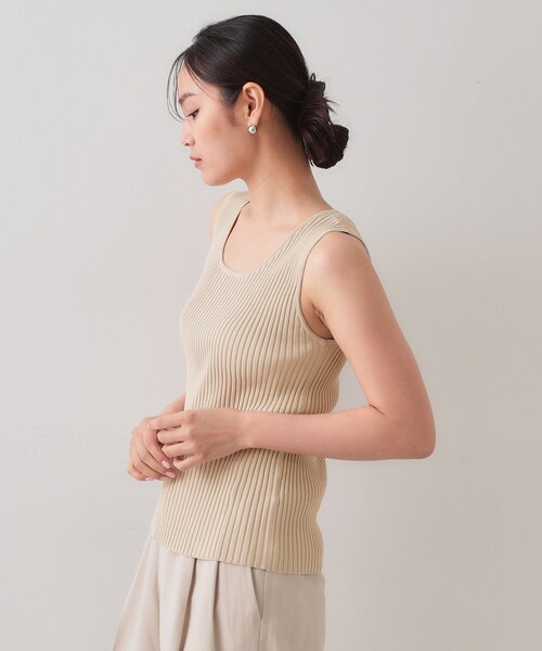 タンクトップ ノースリーブ 「接触冷感／洗える」ベーシックラメタンクトップ レディース 接触冷感／洗える】ベーシックラメタンクトップ（タンクトップ