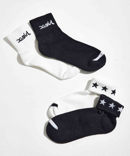 X-girl（エックスガール） 靴下 LOGO 2P SOCKS レディース : ZOZOTOWN
