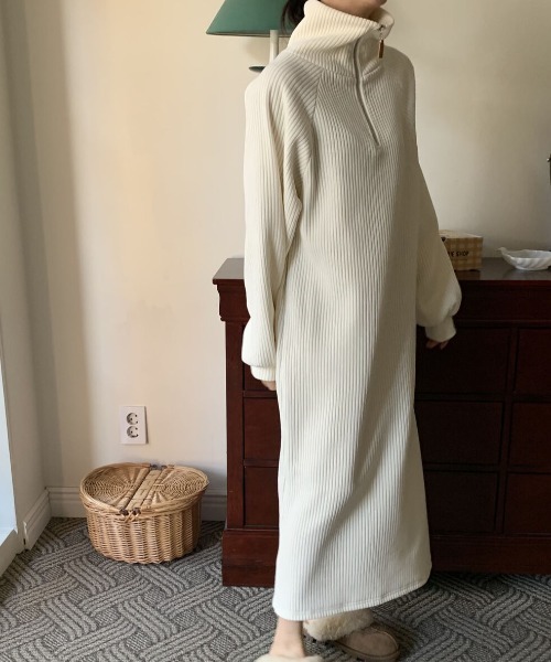 「ECLIN」 長袖ワンピース L アイボリー レディース_画像4