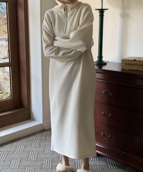 「ECLIN」 長袖ワンピース L アイボリー レディース_画像6