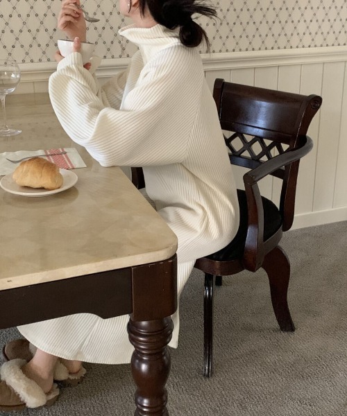 「ECLIN」 長袖ワンピース L アイボリー レディース_画像9