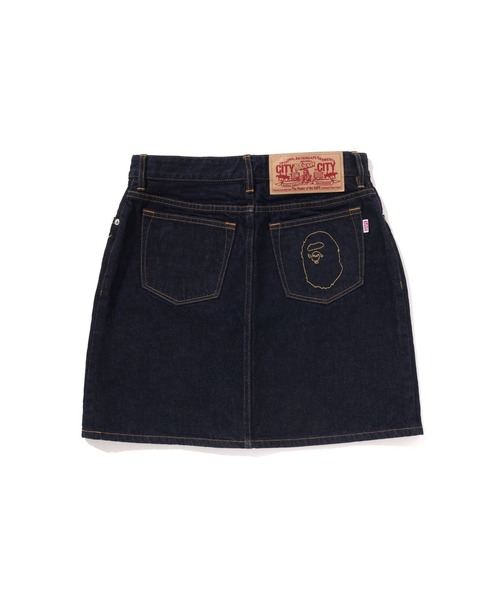 A BATHING APE デニムスカート HEAD EMBROIDERY 12 OZ DENIM