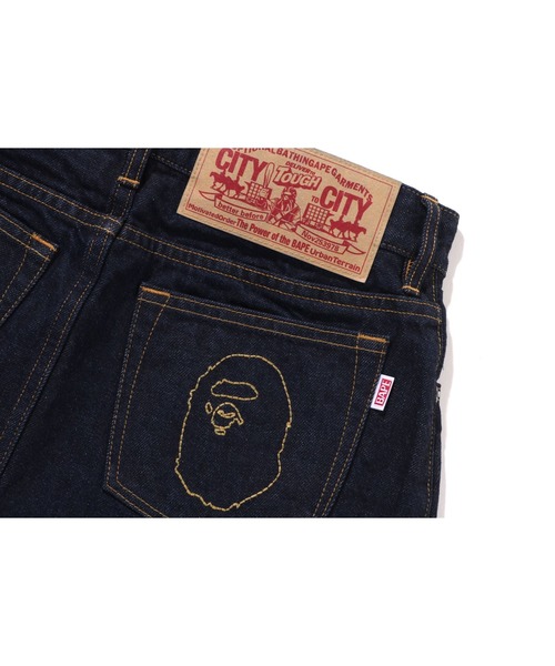 A BATHING APE デニムスカート HEAD EMBROIDERY 12 OZ DENIM