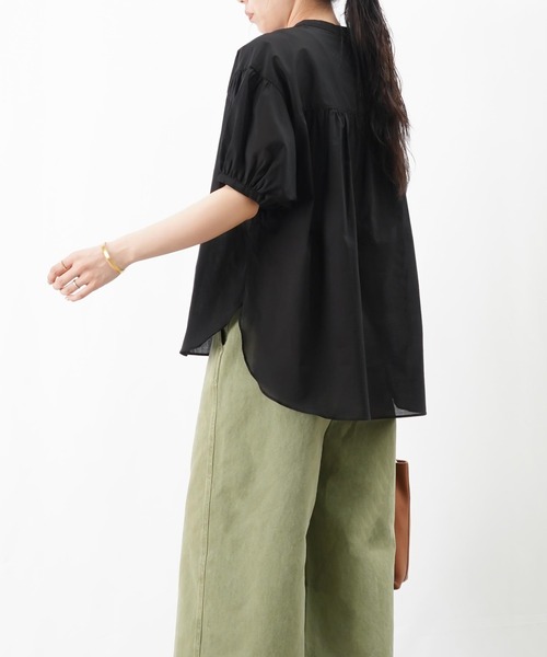 ブラウス シャツ LC/LLL 多釦ギャザー半袖ブラウス/パフスリーブ多釦ブラウス レディース BEAMS HEART ブラウス シャツ ギャザースリーブ レディース