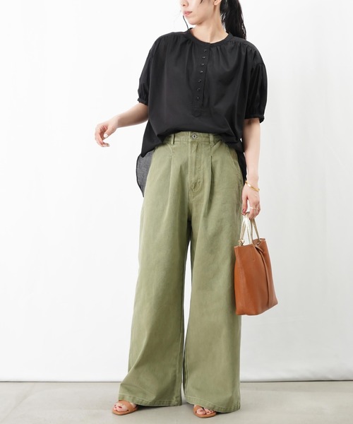 ブラウス シャツ LC/LLL 多釦ギャザー半袖ブラウス/パフスリーブ多釦ブラウス レディース LADY LUCK LUCA ブラウス シャツ LC/LLL 多釦ギャザー半袖