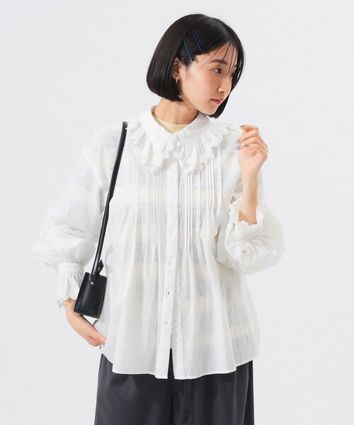 ブラウス シャツ ユーロ ヴィンテージ フリル シャツ レディース