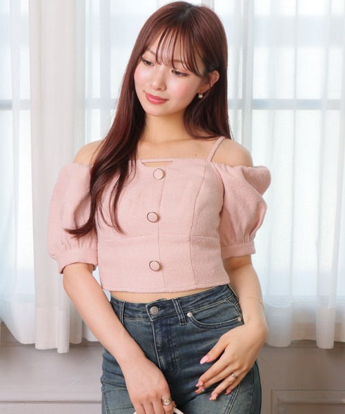 LIP SERVICE（リップサービス） ツイードオフショルトップス