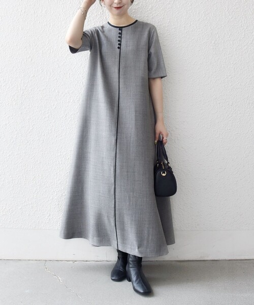 SHIPS any ワンピース any:「洗濯機可能」ウーステッド パイピング