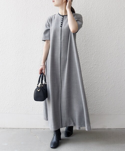 SHIPS any ワンピース any:「洗濯機可能」ウーステッド パイピング