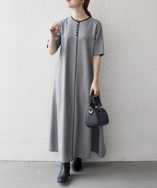 SHIPS any ワンピース any:「洗濯機可能」ウーステッド パイピング