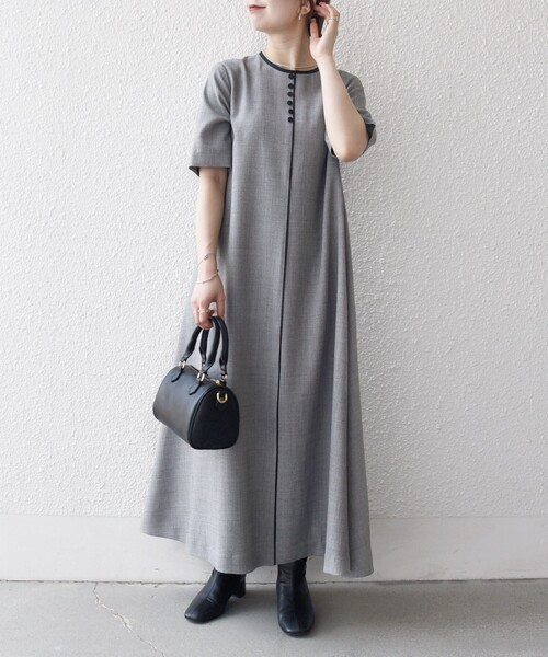 SHIPS any ワンピース any:「洗濯機可能」ウーステッド パイピング