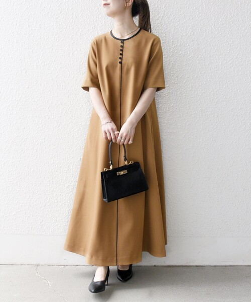 SHIPS any ワンピース any:「洗濯機可能」ウーステッド パイピング