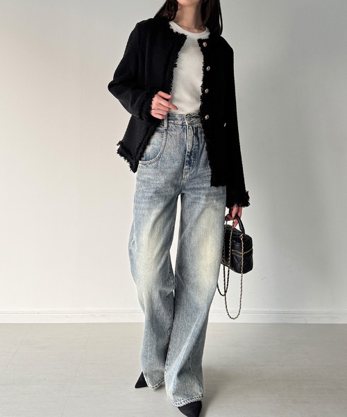 JUNOAH（ジュノア） ジャケット ノーカラージャケット 金ボタン