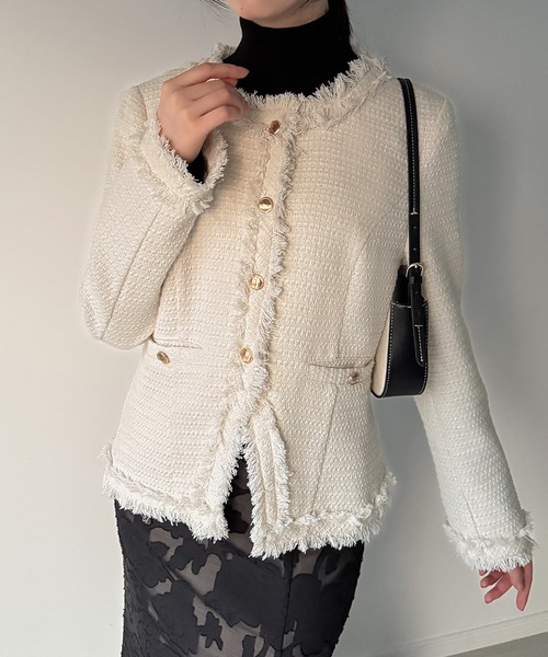 JUNOAH（ジュノア） ジャケット ノーカラージャケット 金ボタン