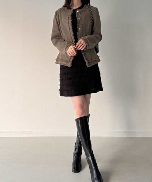 JUNOAH（ジュノア） ジャケット ノーカラージャケット 金ボタン