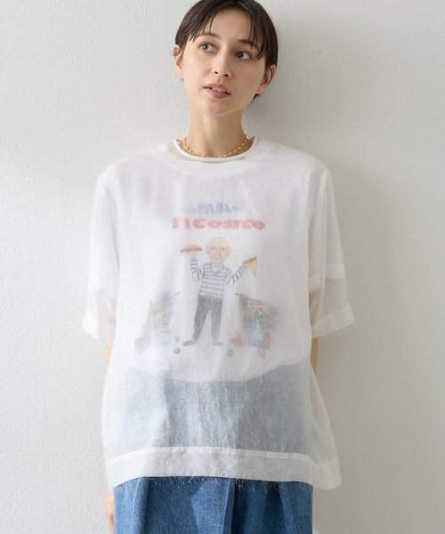 ブラウス シャツ シアーフェザーTEE レディース