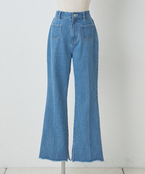 [one after another NICE CLAUP] повреждение обработка Denim брюки MEDIUM голубой женский 