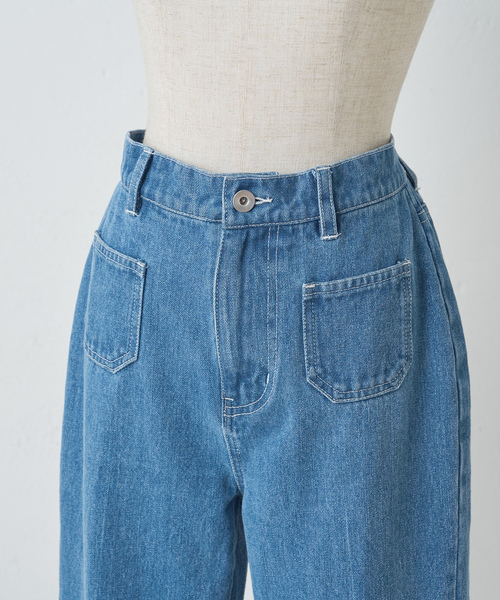[one after another NICE CLAUP] повреждение обработка Denim брюки MEDIUM голубой женский 