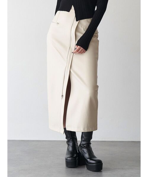 MURUA スカート ZIPスリットフェイクレザースカート : ZOZOTOWN