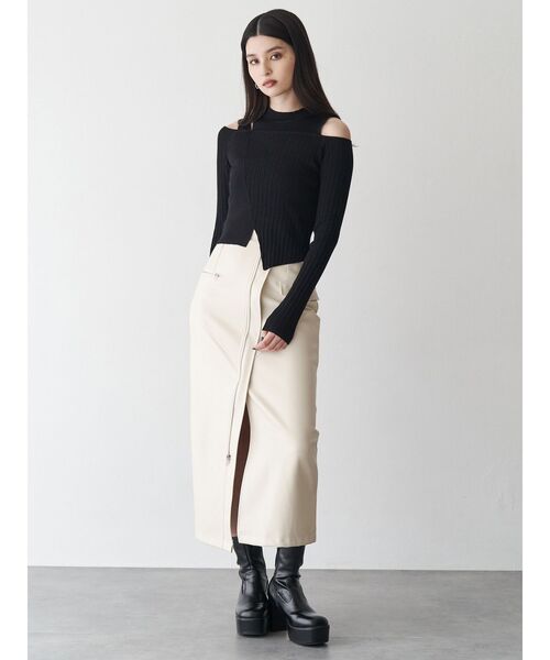 MURUA（ムルーア） スカート ZIPスリットフェイクレザースカート