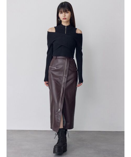 MURUA（ムルーア） スカート ZIPスリットフェイクレザースカート