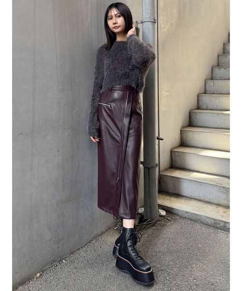 MURUA スカート ZIPスリットフェイクレザースカート : ZOZOTOWN