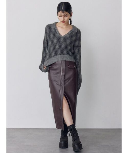MURUA（ムルーア） スカート ZIPスリットフェイクレザースカート