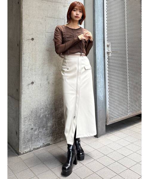 MURUA スカート ZIPスリットフェイクレザースカート : ZOZOTOWN