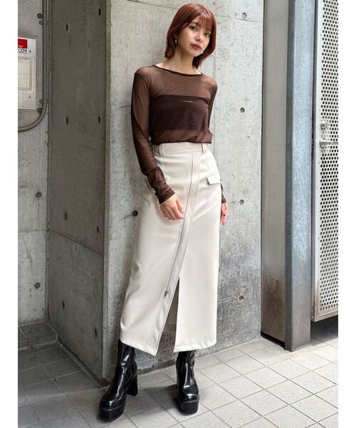 スカート a17a17 MURUA スカート ZIPスリットフェイクレザースカート : ZOZOTOWN