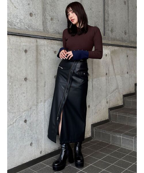 MURUA スカート ZIPスリットフェイクレザースカート : ZOZOTOWN
