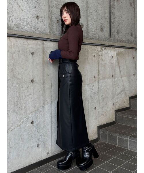 MURUA スカート ZIPスリットフェイクレザースカート : ZOZOTOWN