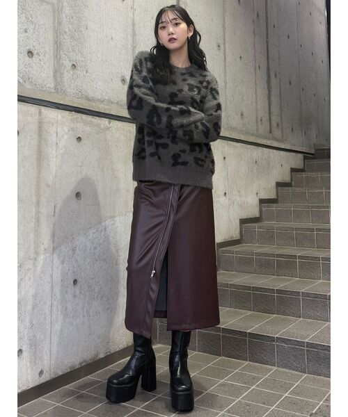 MURUA（ムルーア） スカート ZIPスリットフェイクレザースカート