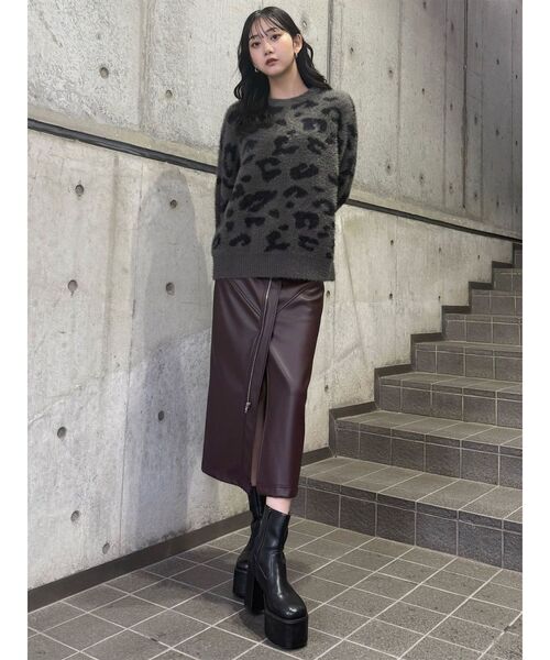 MURUA（ムルーア） スカート ZIPスリットフェイクレザースカート
