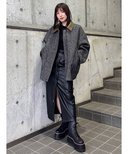 MURUA（ムルーア） スカート ZIPスリットフェイクレザースカート