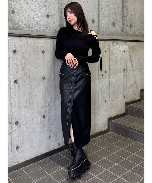 MURUA（ムルーア） スカート ZIPスリットフェイクレザースカート