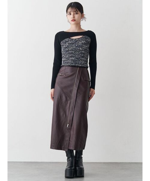 MURUA（ムルーア） スカート ZIPスリットフェイクレザースカート