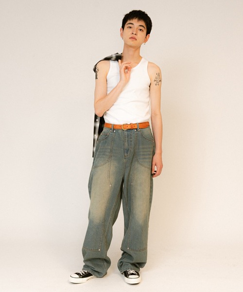 「FTW」 加工デニムパンツ MEDIUM ライトブルー メンズ