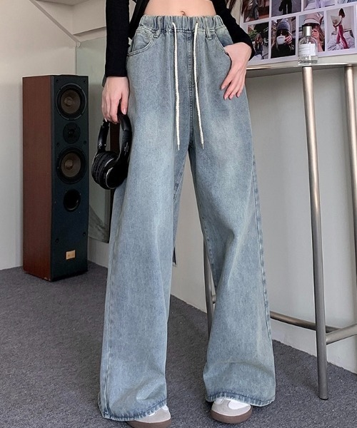 「LADY LIKE」 加工デニムパンツ M サックスブルー レディース