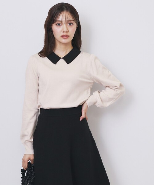 index（インデックス） ニット セーター バイカラー衿付きニット「洗濯