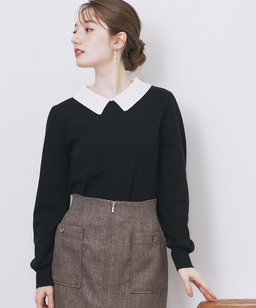 index（インデックス） ニット セーター バイカラー衿付きニット「洗濯