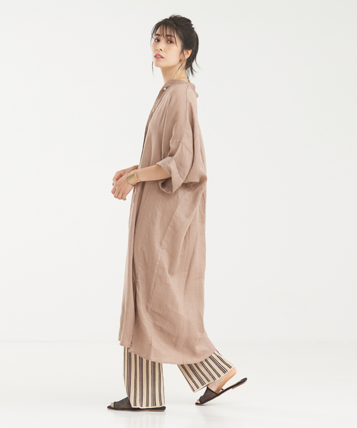 「abahouse mavie」 7分袖ワンピース フリー ダークベージュ レディース_画像3